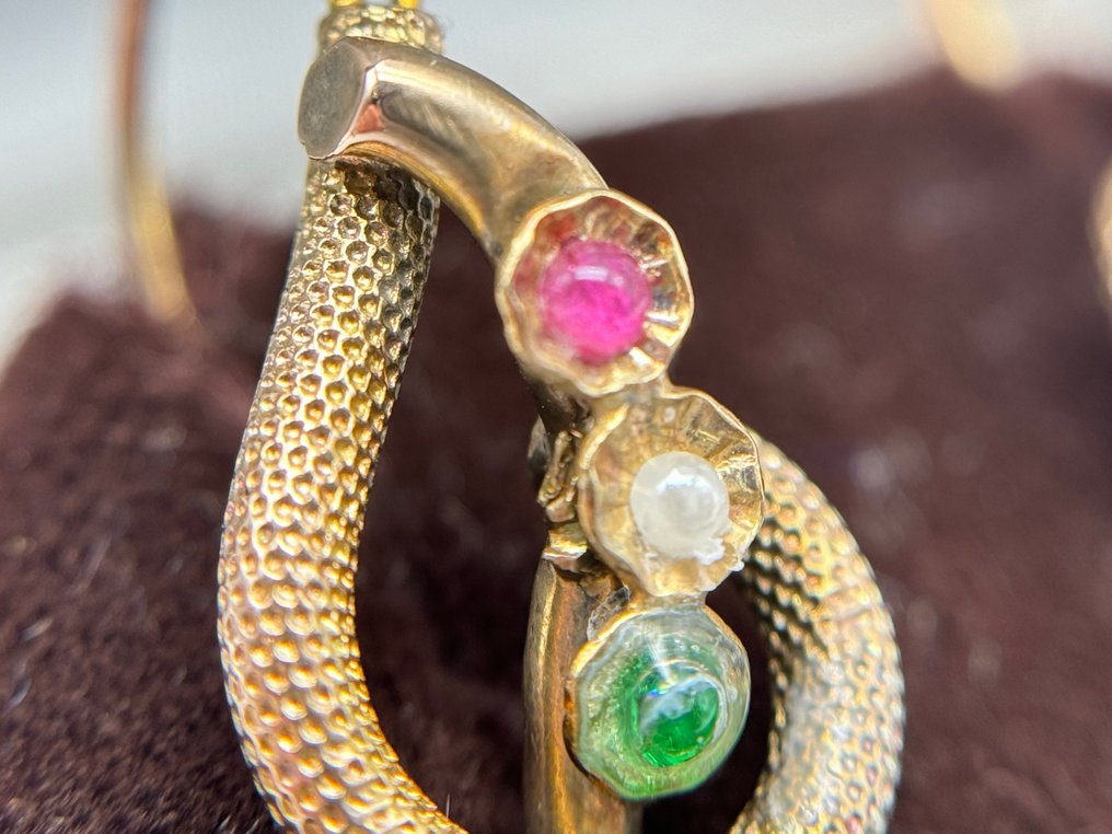 耳环 - 14K包金 黄金 - 十九世纪的西西里岛。 #3.1