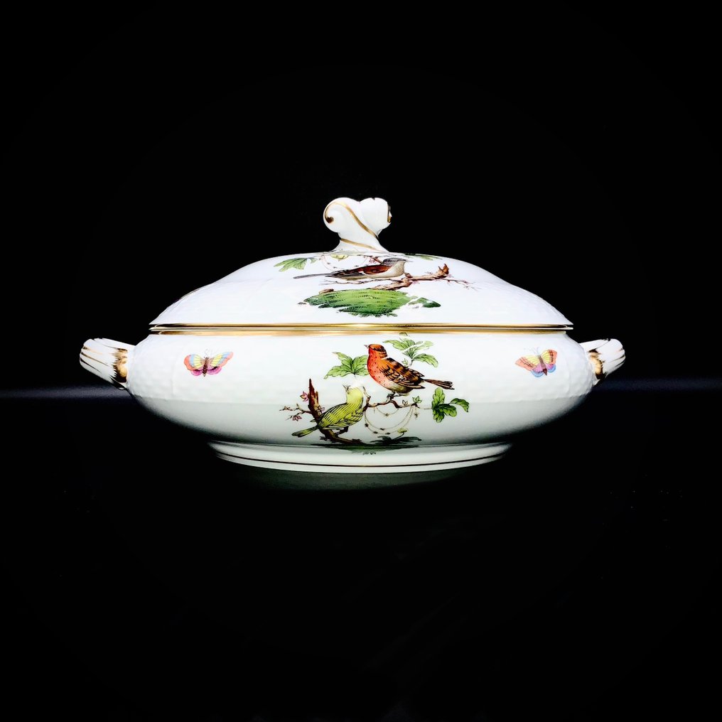 Herend - Large Tureen with Lid and Handles (29 cm) - "Rothschild Bird" - Levesestál - Kézzel festett porcelán #1.1