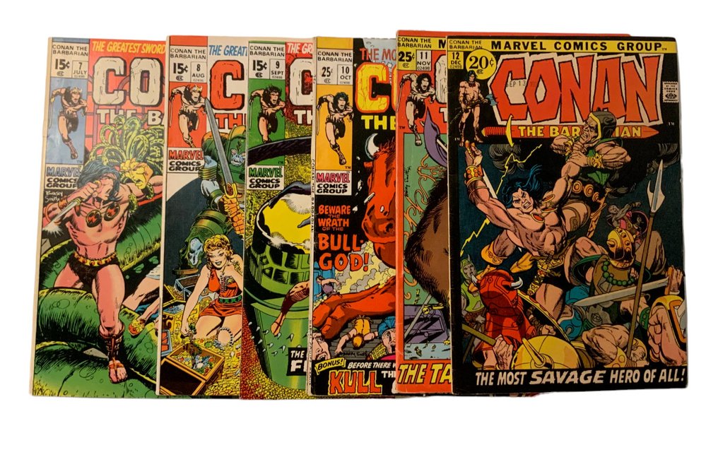 Conan the Barbarian (1970 Marvel Series) # 7, 8, 9, 10, 11 & 12 Bronze Age Gems! - Barry Windsor-Smith art! - 6 Comic - First edition - 1971 #1.1