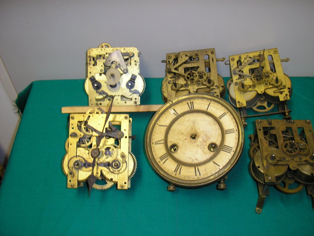 Box regulator clock  (6) -   Brass - 1910-1920 - 6x Junghans watch #2.1
