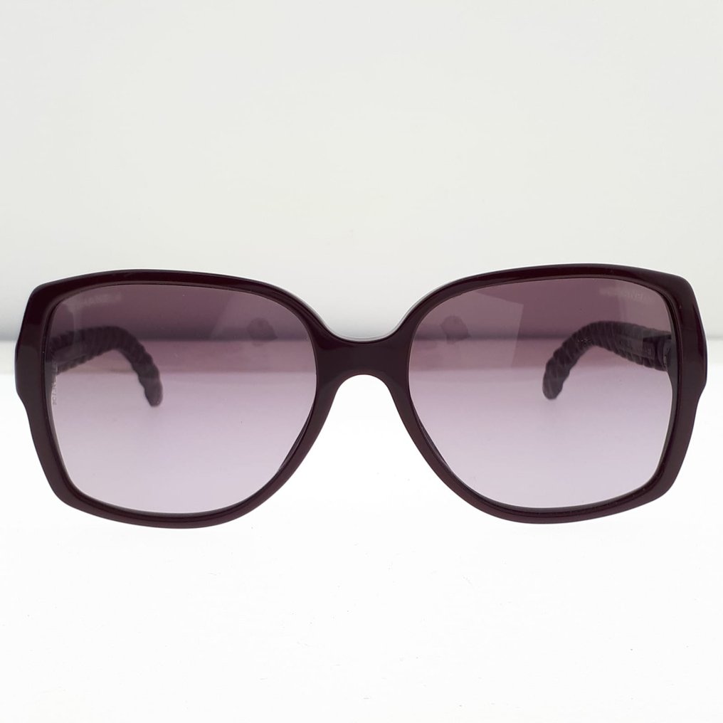 Chanel - Brodeaux Square Frame & Black Leather Coated Temples with CC Logos - Occhiali da sole #2.1