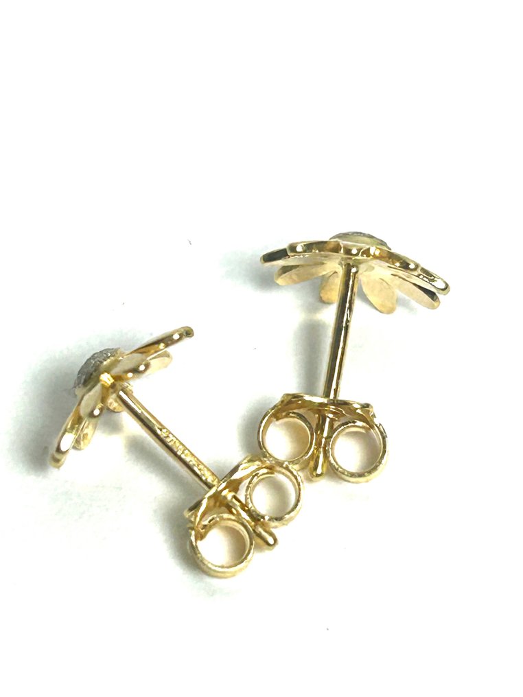 没有保留价 - 小型钉状耳环 - 18K包金 黄金, 白金 #4.3