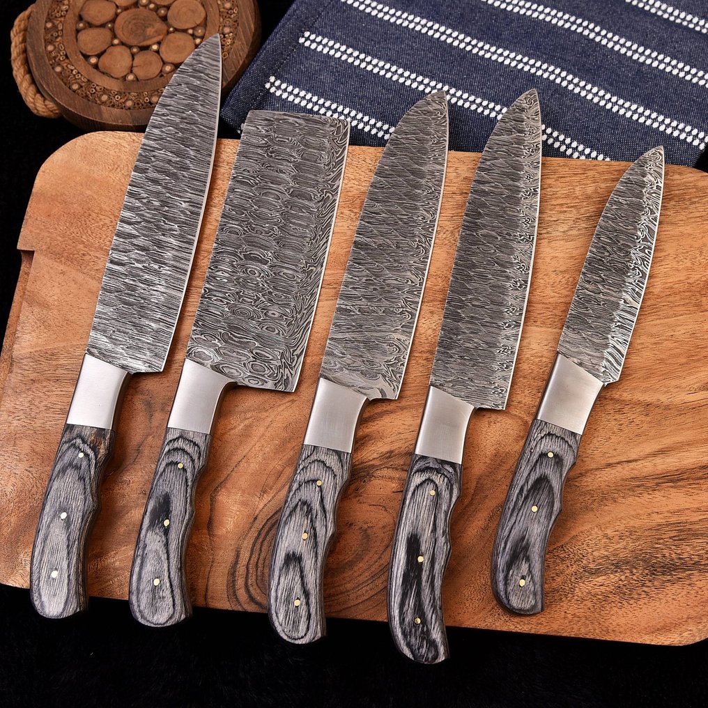 Cuchillo de cocina - Chef's knife - Acero damasco, madera Pakka. - América del Norte #2.1
