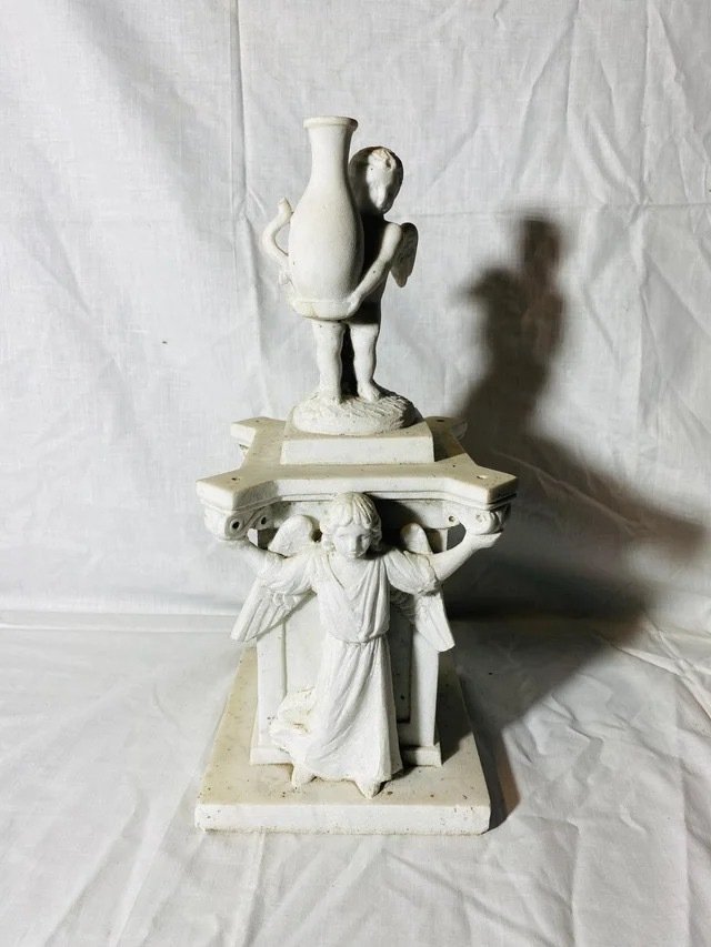 雕像, Statua Altare con Angeli in marmo - 37 cm - 大理石 #1.1