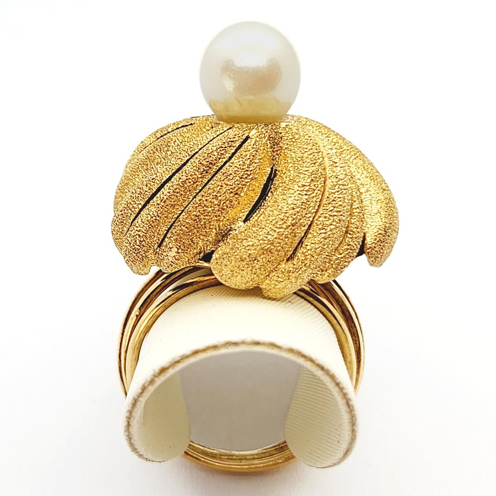 Inel - 18 ct. Aur galben Perlă #1.0