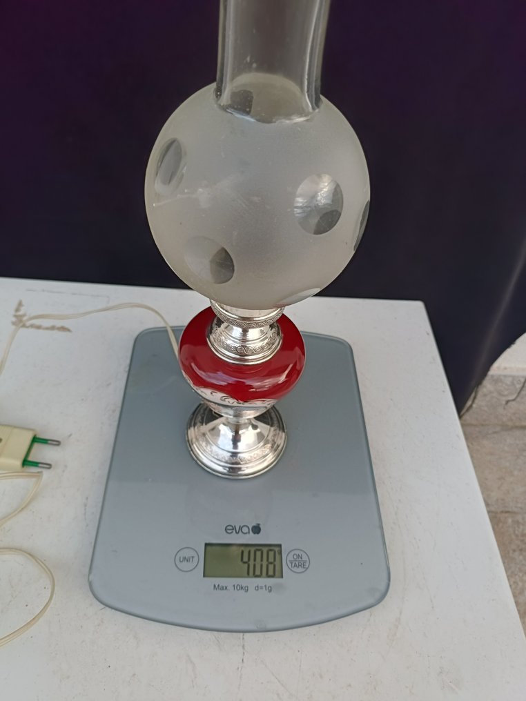 Schreibtischlampe - Elegante Lampe mit 800 Silberpunze, handbemaltes Porzellan mit floralen Verzierungen "Arbeitend" #3.2