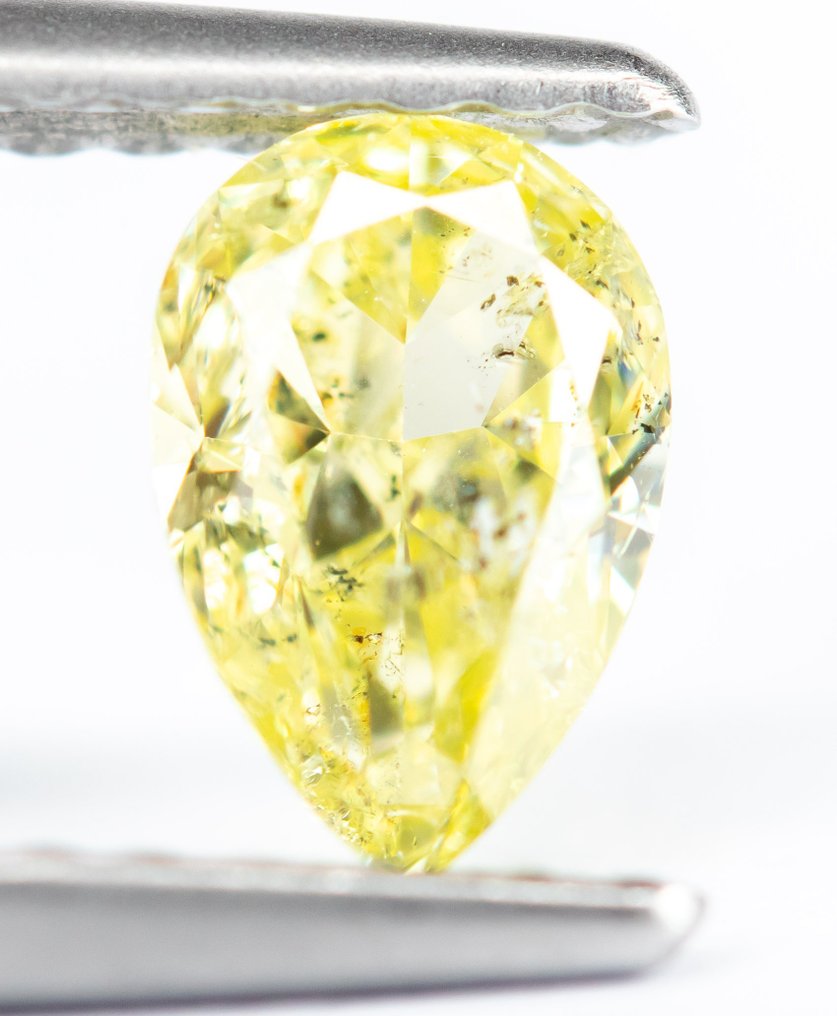 Zonder Minimumprijs - 1 pcs Diamant  (Natuurlijk gekleurd)  - 0.52 ct - Peer - Fancy light Geel - P1 - Gem Report Antwerp (GRA) #1.1