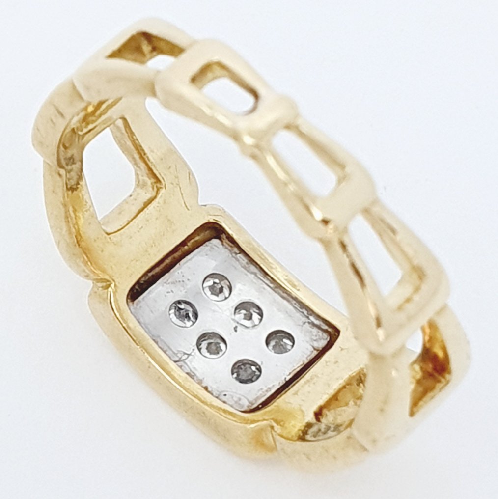 戒指 - 18 克拉 黃金, 白金 - 0.09ct. tw. 鉆石 (天然) #3.2