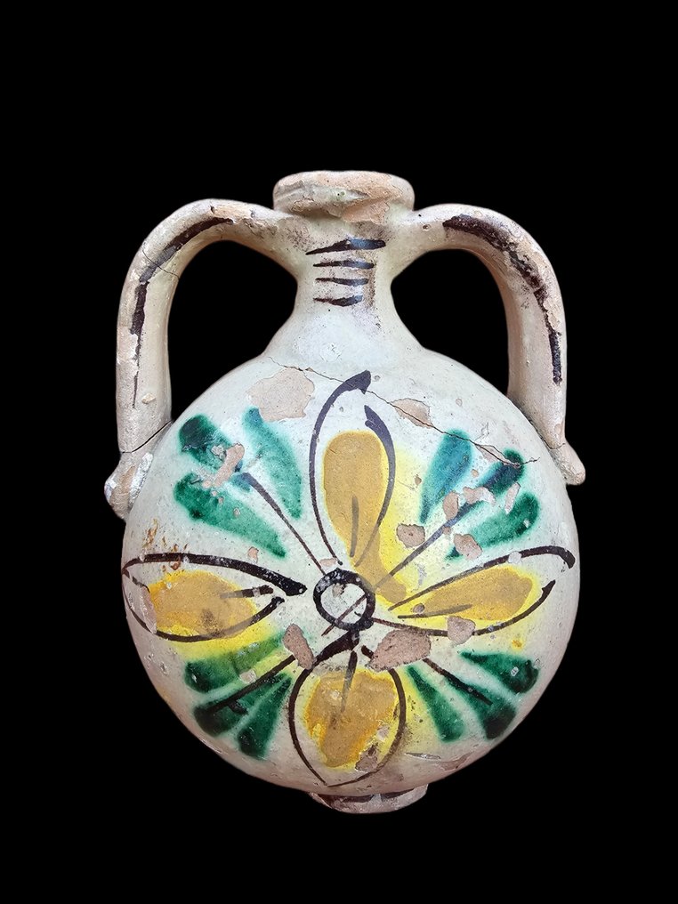 Włochy Kolba butelkowa z ceramiki/majoliki Caltagirone - 20 cm #1.1
