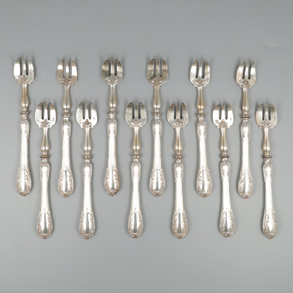 Jean François Veyrat, Parijs ca. 1838-1840 - Πιρούνι στρειδιών (12) - .800 silver, .950 silver #1.1