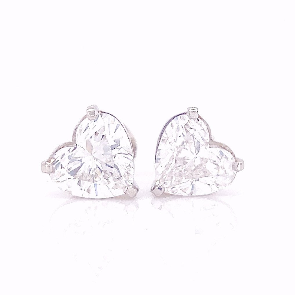 耳环 白金 -  4.00ct. tw. 钻石  (实验室培育) - “心是爱的象征” #1.1