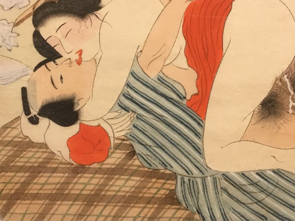 Twee mooie shunga schilderingen op dun papier - Onbekende kunstenaar - Japan  (Ohne Mindestpreis) #3.1