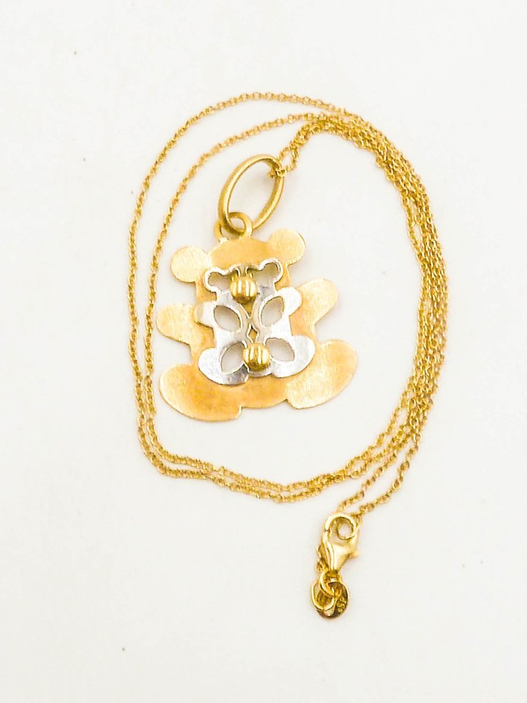 Κολιέ με μενταγιόν - 18 καράτια Κίτρινο χρυσό, Λευκός χρυσός #1.0