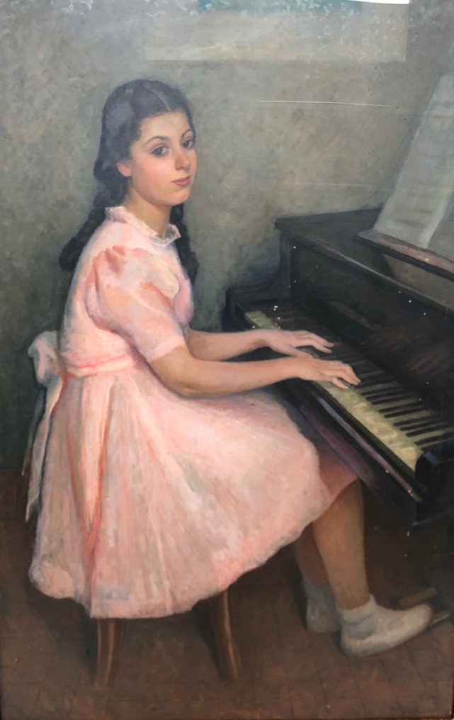 Mario Busini (1901-1974) - Giovane donna al pianoforte #1.1