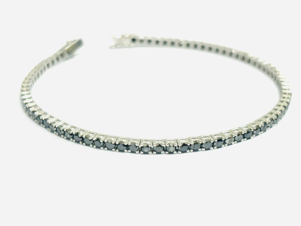 Βραχιόλι - 18 καράτια Λευκός χρυσός -  8.60ct. tw. Διαμάντι (Επεξεργασμένου χρώματος)  - Κατασκευασμένο στην Ιταλία #1.0