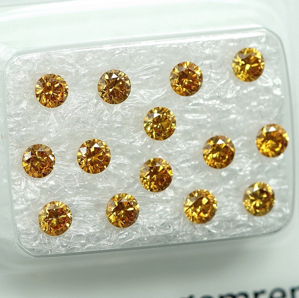 14 pcs Diamant  (Colorat natural)  - 1.06 ct Portocaliu mixt - VS1, SI1 - GRA (Laboratorul de analiză a pietrelor prețioase din Anvers) #4.3