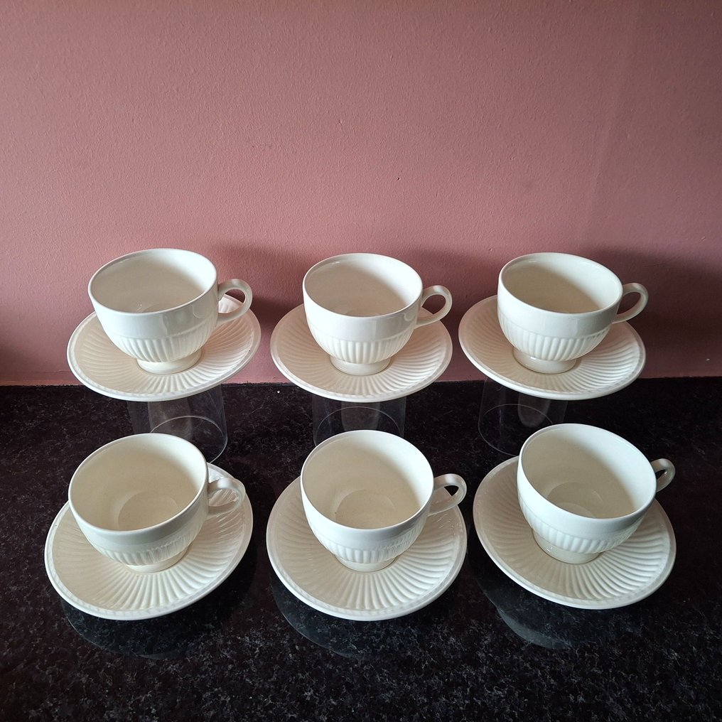 Wedgwood - John Goodwin - Csésze és csészealj (12) - 'Edme' - Porcelán - kop en schotel #4.3