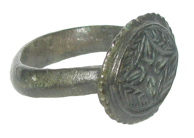 Medieval, Crusaders Era Bronze, -Ring decorated with floral star of Bethlehem, 21 mm-9th to 11th centuries AD- Ring  (No Reserve Price) #2.1
