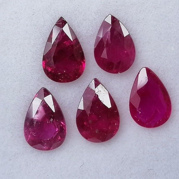 5 pcs  Rubin  - 2.24 ct - Hitelesített gemológusi jelentés #1.2