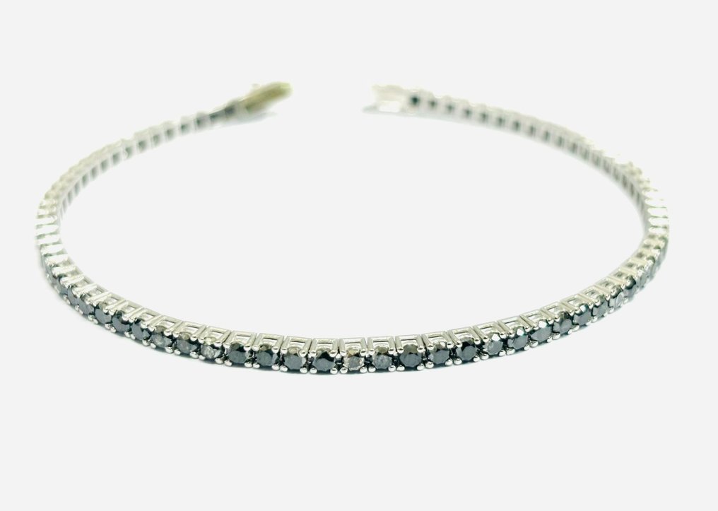 Βραχιόλι - 18 καράτια Λευκός χρυσός -  8.60ct. tw. Διαμάντι (Επεξεργασμένου χρώματος)  - Κατασκευασμένο στην Ιταλία #1.0