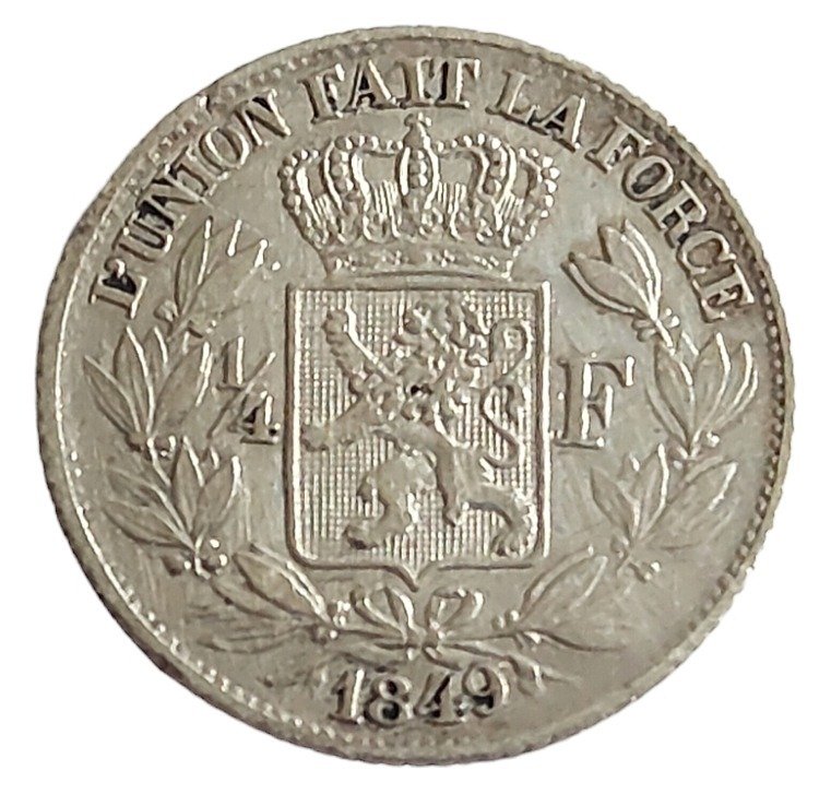 Bélgica. Leopold I (1831-1865). 1/4 Franc 1849 ( zeldzaam ) #1.2