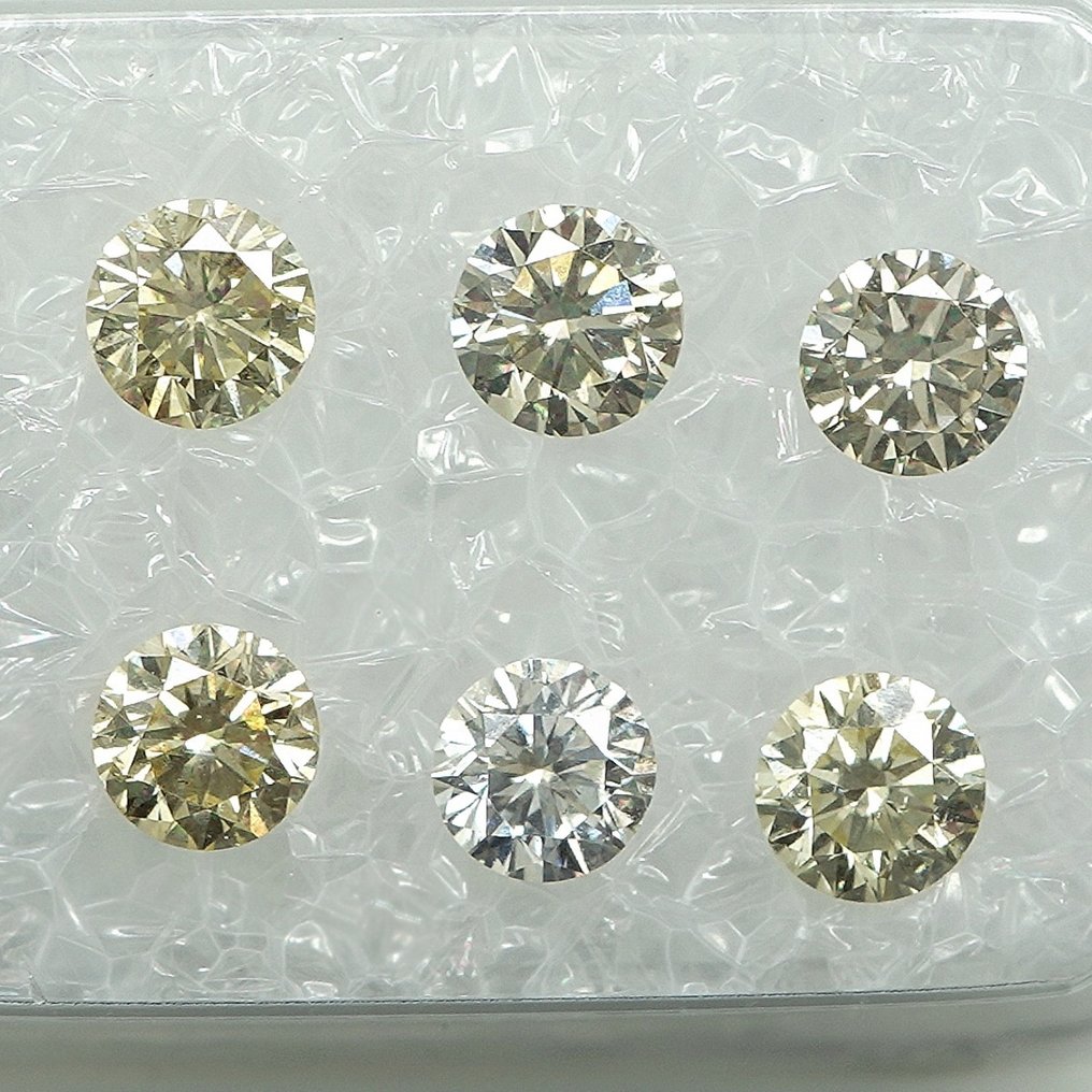 6 pcs Diamond  (Natural)  - 1.13 ct - VS1, SI1 - Gem Report Antwerp (GRA) #1.0