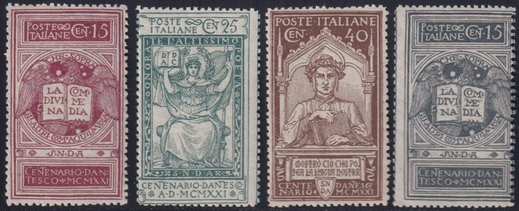 Königreich Italien  - 1921 Dante Complete Series + Nicht herausgegeben 15 c. grau Sass S.20+n.116A intakt postfrisch** Spl #1.1