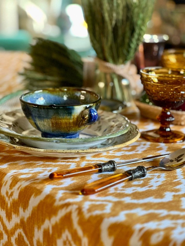 Ikat-style printed tablecloth for large tables. - Tablecloth - 270 cm - 180 cm #4.3