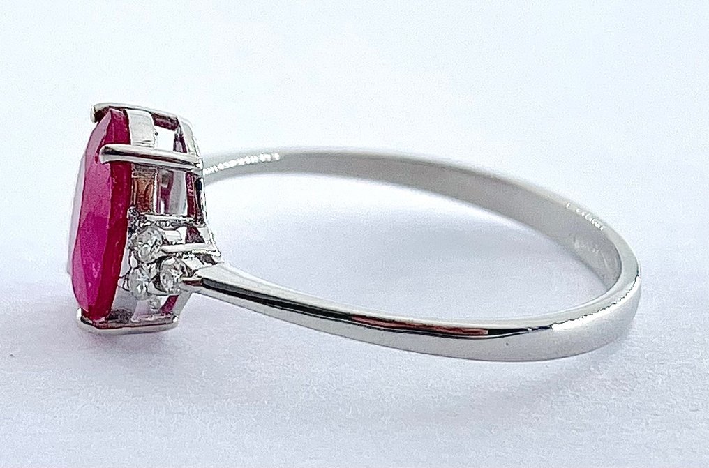 No Reserve Price - Ring - 18 kt. White gold Ruby - Diamond #3.1