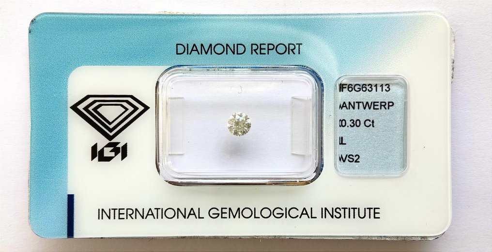 1 pcs Diamant  (Natural)  - 0.30 ct - Rund - L - VS2 - International Gemological Institute (IGI) #1.1