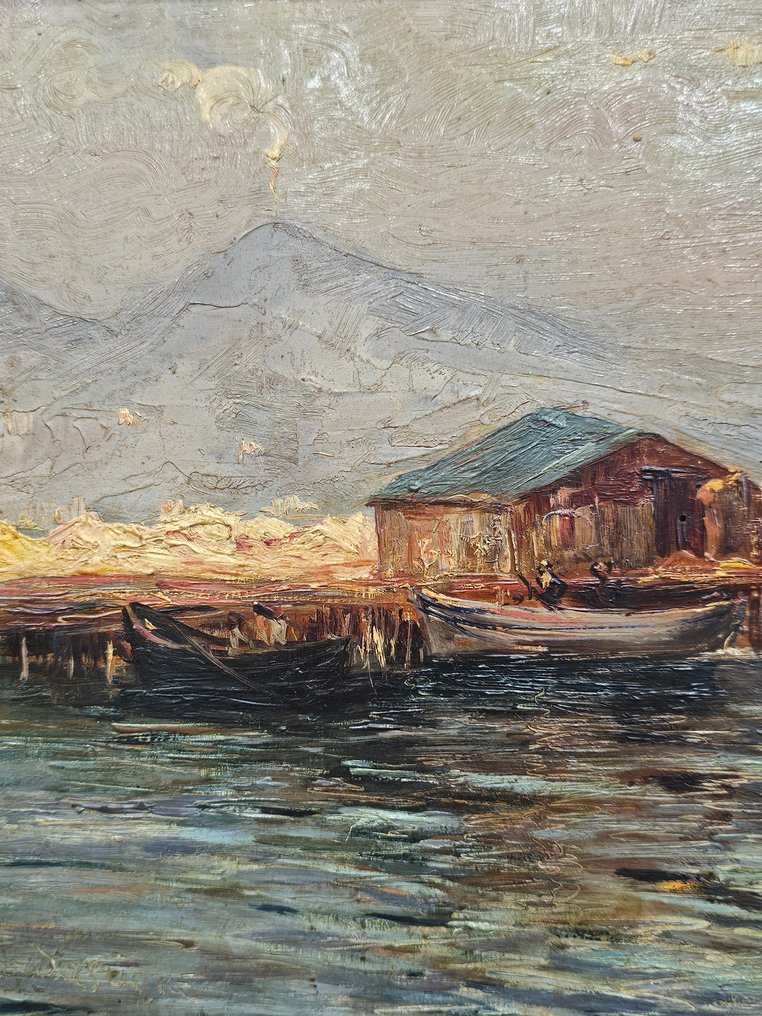 Ezechiele Guardascione (1875-1948) - Il Vesuvio dal molo #3.1