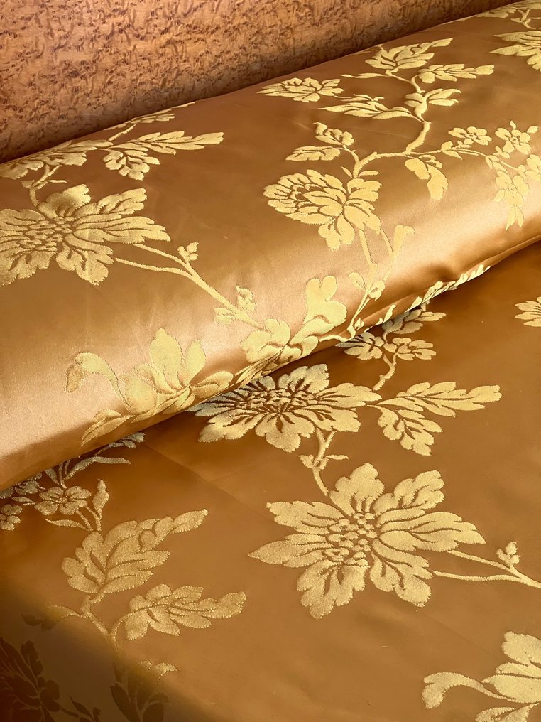 Goldene Damast-Seiden-Tagesdecke, Doppelbetten. - Tagesdecke  - 250 cm - 230 cm #1.1