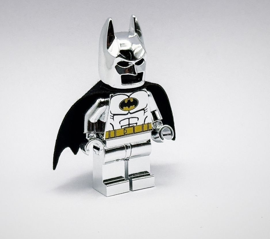 LEGO Minifigure - DC Comics - Chrome Silver Plated Batman Minifigure Suoer Hero Official Customized Lego parts!! #1.0