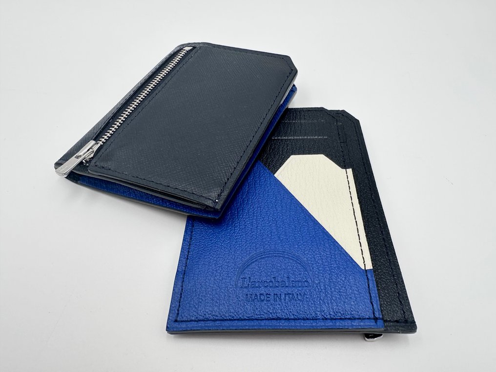 Other brand - L'arcobaleno | Unisex set coordinato pelle mini wallet/card holder nero *avorio *blu - Muotiasustesetti #1.1