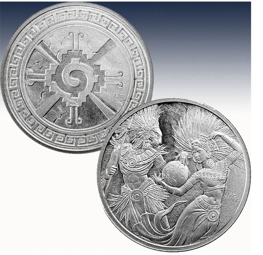 Mexico. Silver medal ND Aztec Yin Yang, 1 Oz (.999)  (Zonder Minimumprijs) #1.2