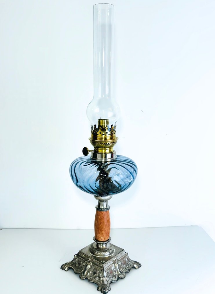 France - Petroleumlamp - Glas, Kristal, Metaal #1.1