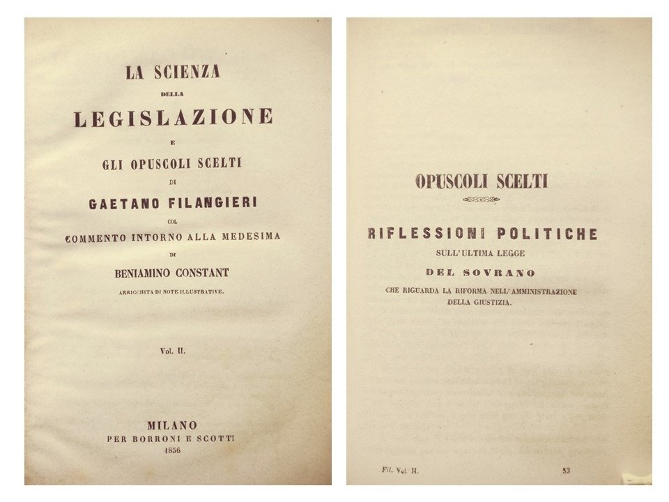 Filangieri Gaetano - La Scienza della Legislazione e gli Opuscoli Scelti - 1855 #2.1