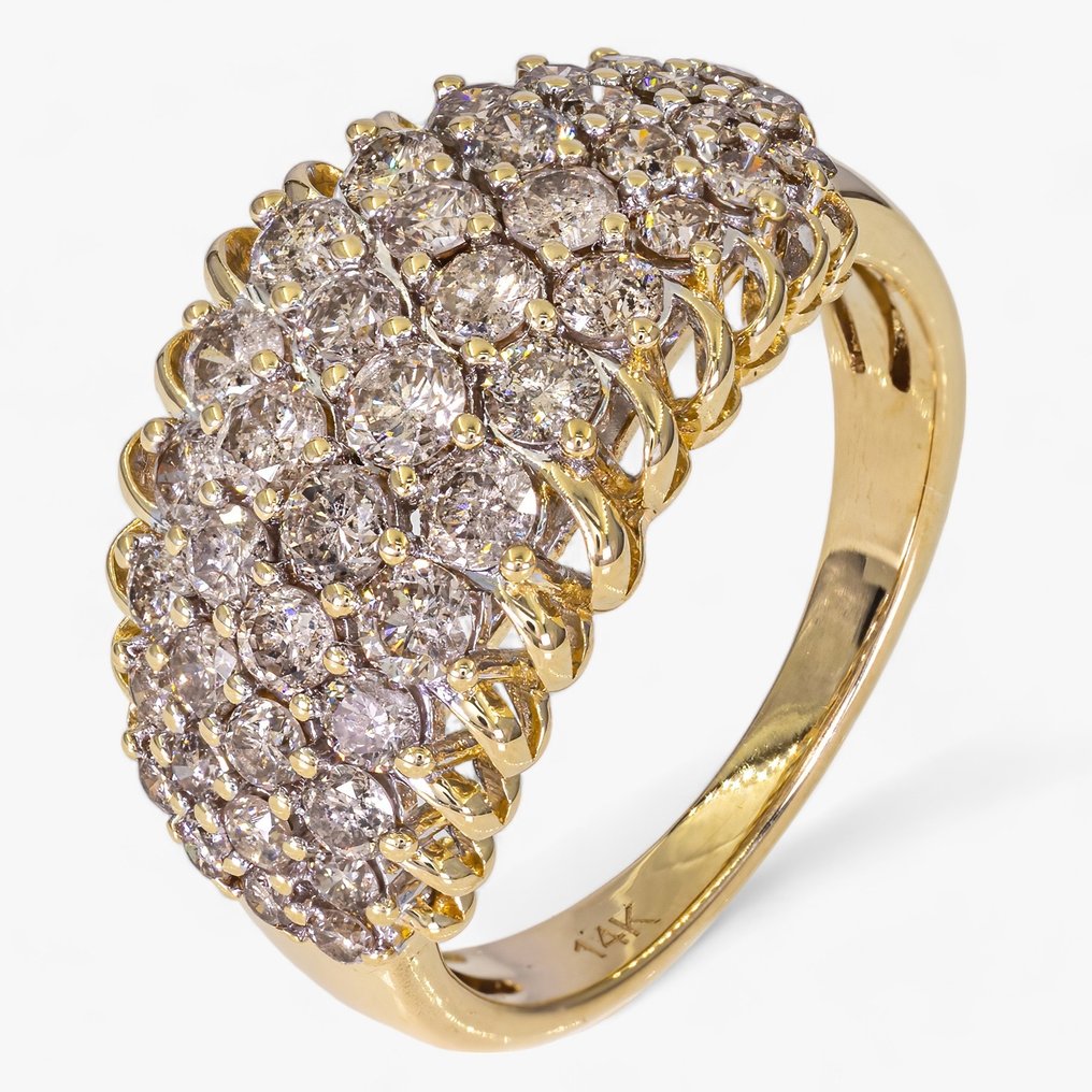 Sans Prix de Reserve Bague 14 carats Or blanc Or jaune Diamants de 1 50 ct Certifies IGI Diamant Naturelle Catawiki