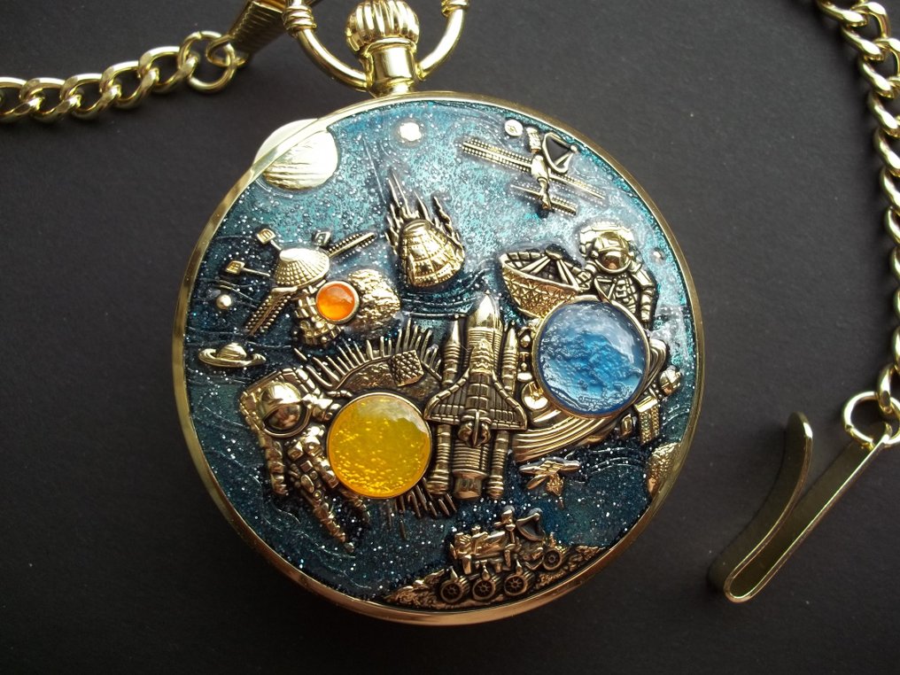 Space Pocket Watch with Musical Movement and Chain - Japan movement - 懷錶 - 本世紀 #2.2