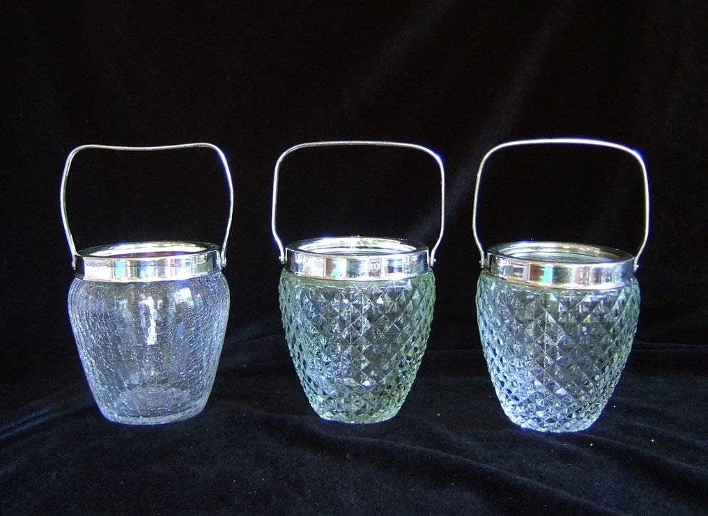 冰桶 - 玻璃, 镀银 - 三个玻璃冰块桶  #1.1
