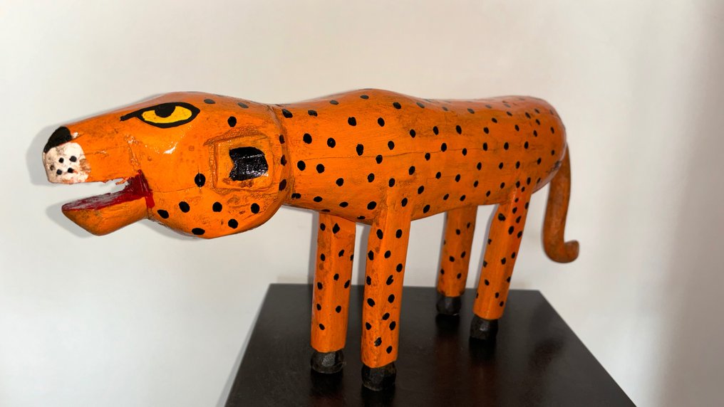 Scultura, Leopard Bozo - 22.5 cm - Legno, Pigmento #2.2