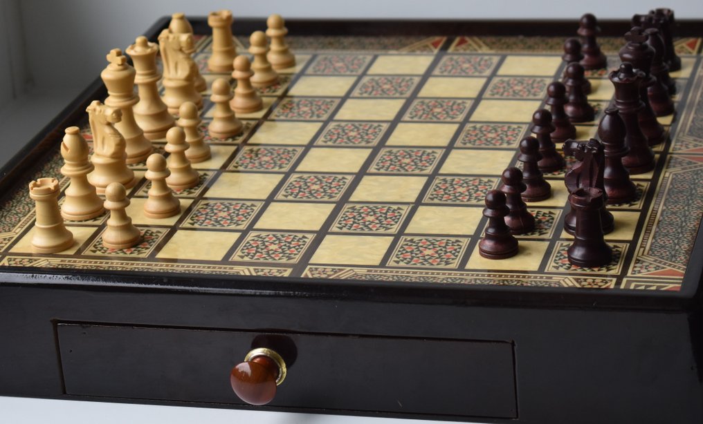 西洋棋套裝 - 硬木 - 樹脂 - 帶有波斯幾何圖案 #1.1