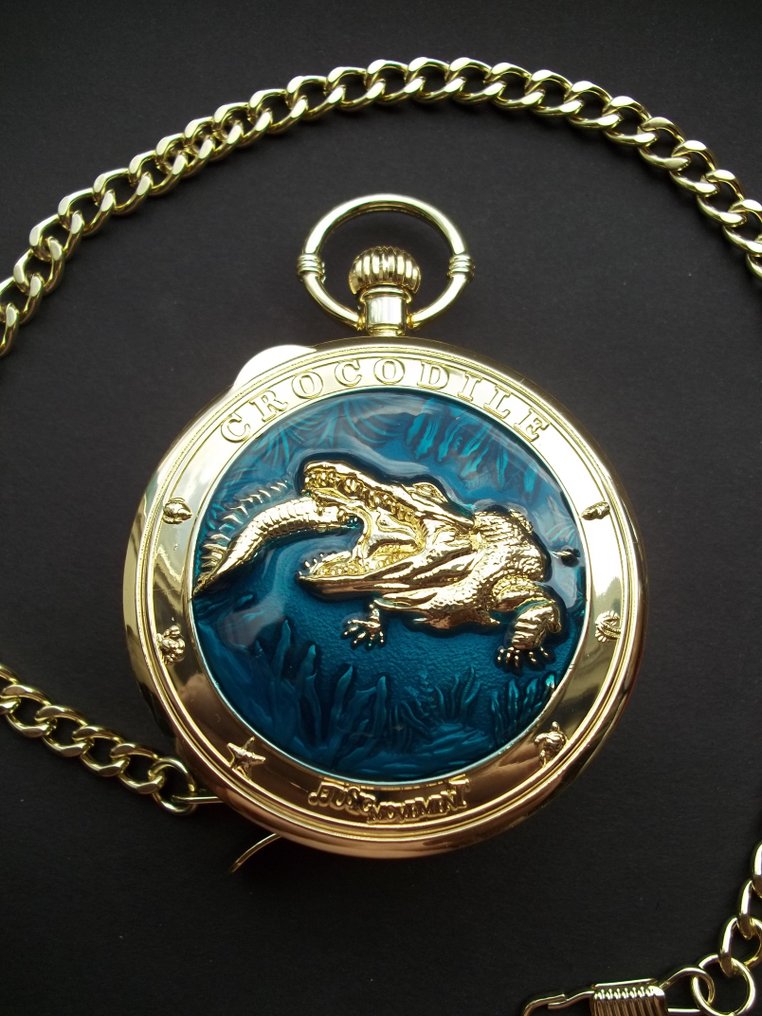 Collectors item - Crocodile Pocket Watch with Musical Movement and Chain - Japan movement - Ce siècle #2.1