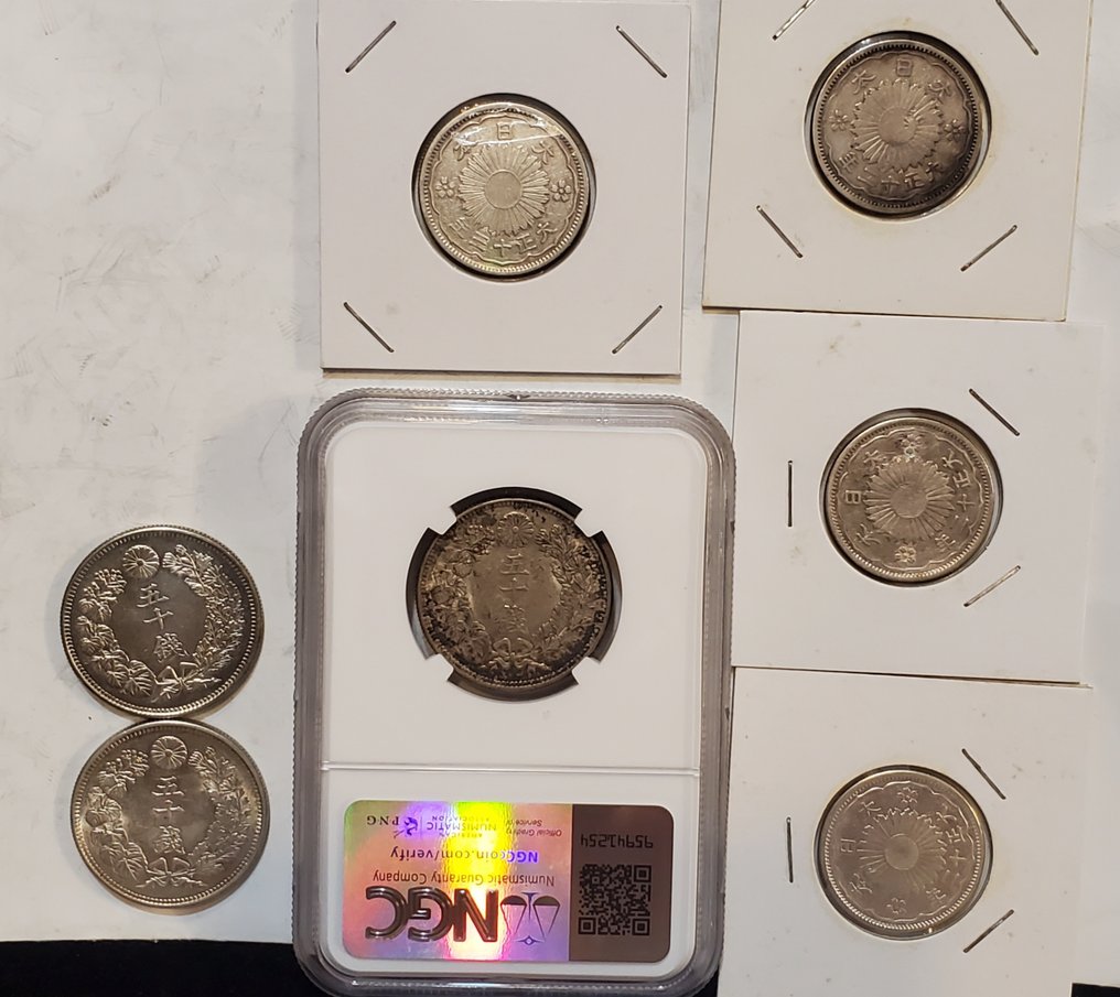 Giappone. Taisho. 50 Sen (1922-1937) 7 coins  (Senza Prezzo di Riserva) #1.2