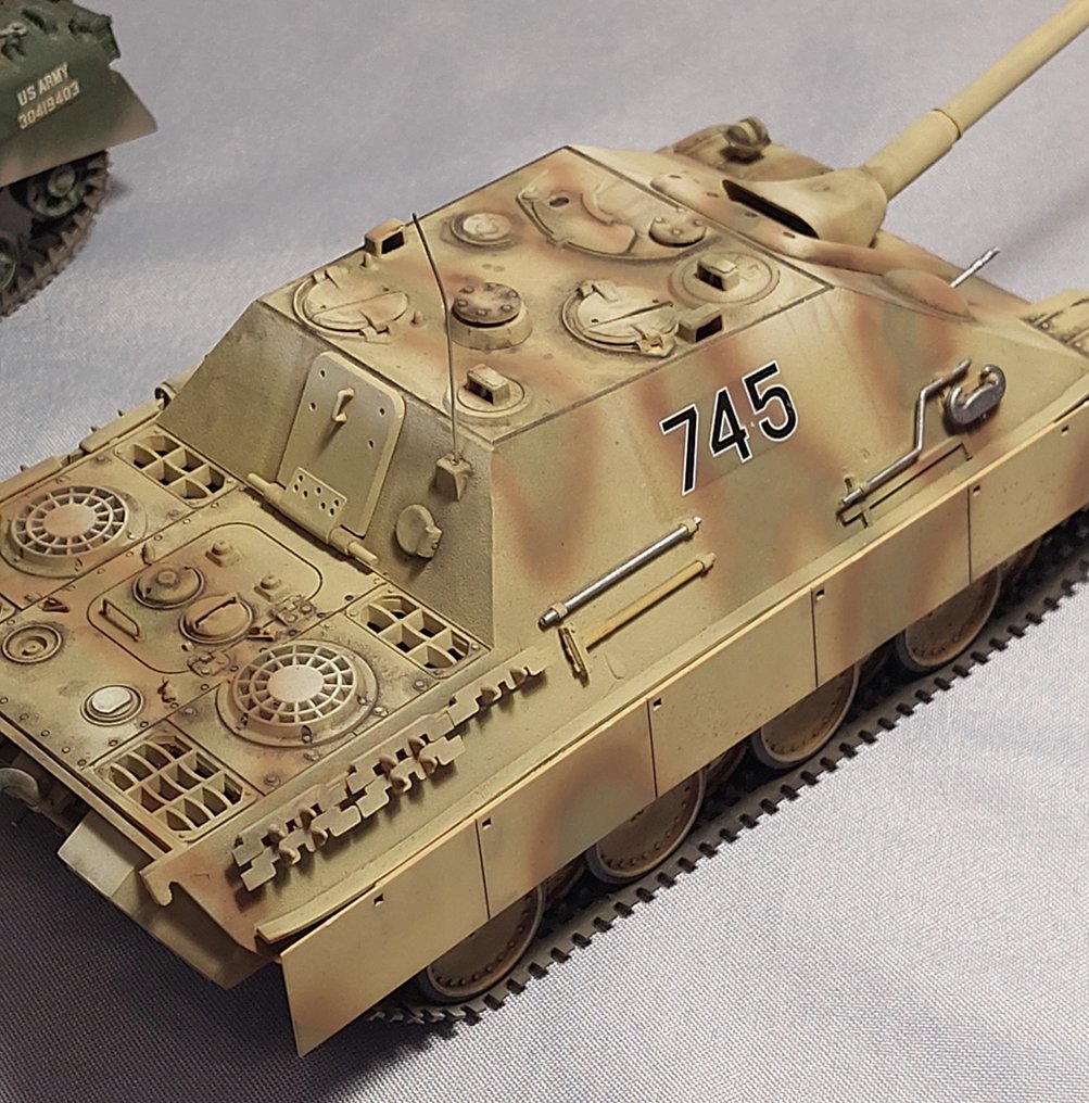Tamiya 1:35 - Modeller af militærkøretøj  (2) - Jagdpanther Panzer - Sherman M4 tank 76 mm soldatini per diorama - 2. verdenskrig #3.2