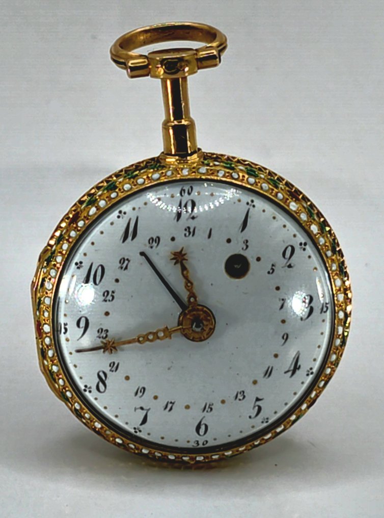 Mace - Paris - 18kt. Lepine Schmuckspindeluhr - Emaille Perlen Edelsteine - Tagesdatum - Francja około 1760 r #3.1