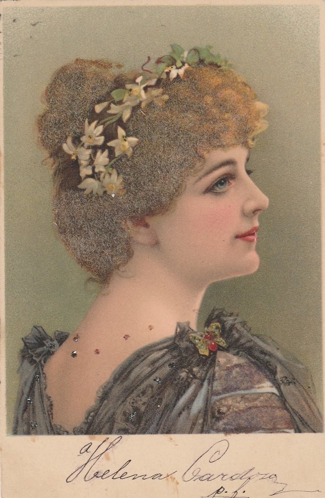 Velour och glaspärlor - Vykort (17) - 1900-1907 #1.1