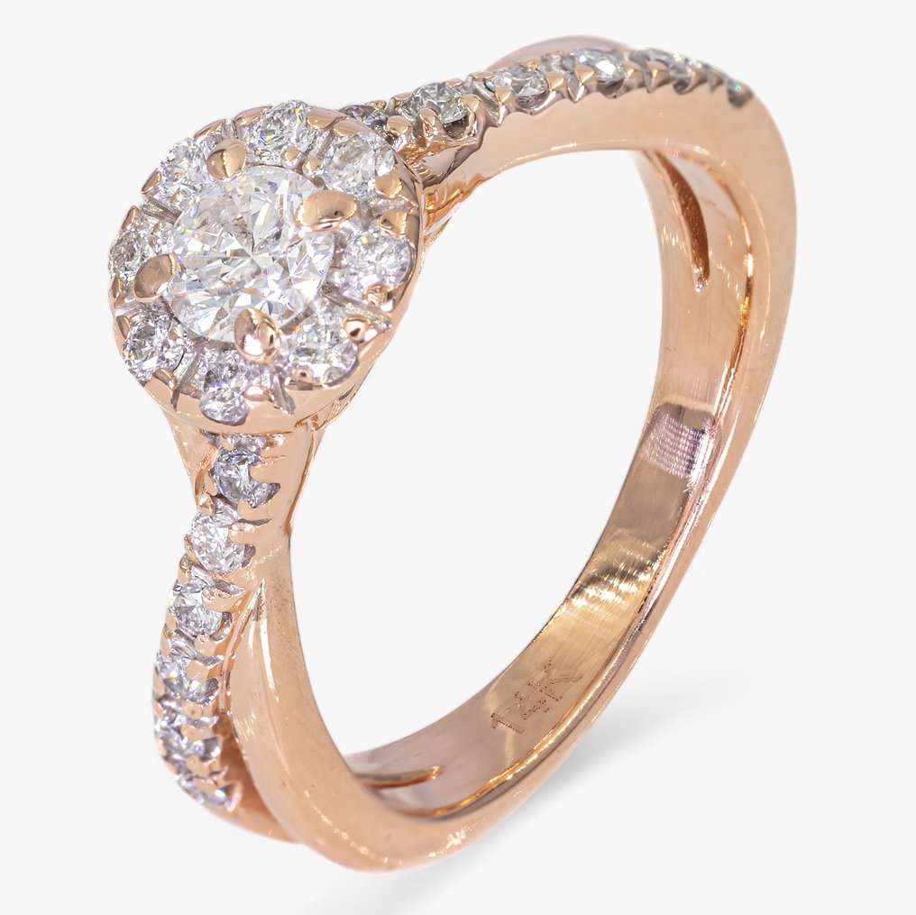 Senza Prezzo di Riserva Anello Oro rosa rosa 14K Diamanti da 0 55 ct Certificato IGI Diamante Naturale Catawiki