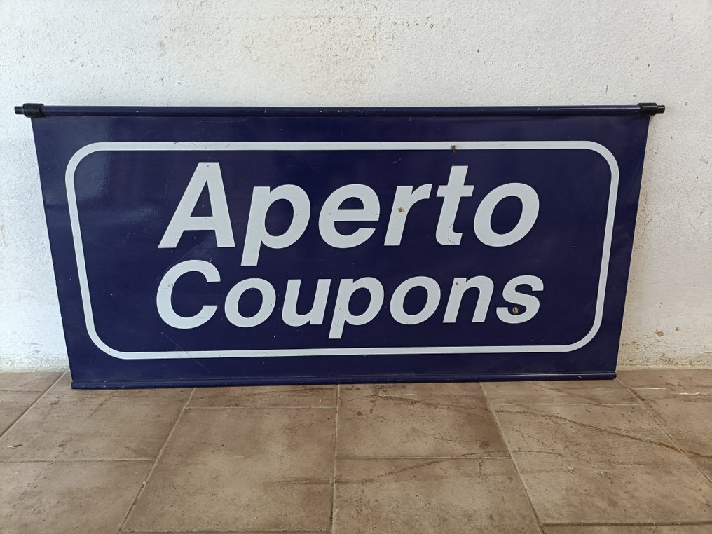 Sign - Petrol station sign "Open Coupons - Closed for shift" - Painted iron #2.2