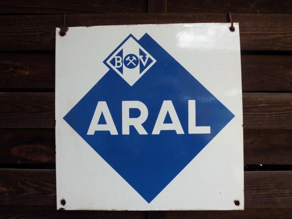 ARAL Original  Emailschild 1950 - Plaque émaillée - Émail #1.1